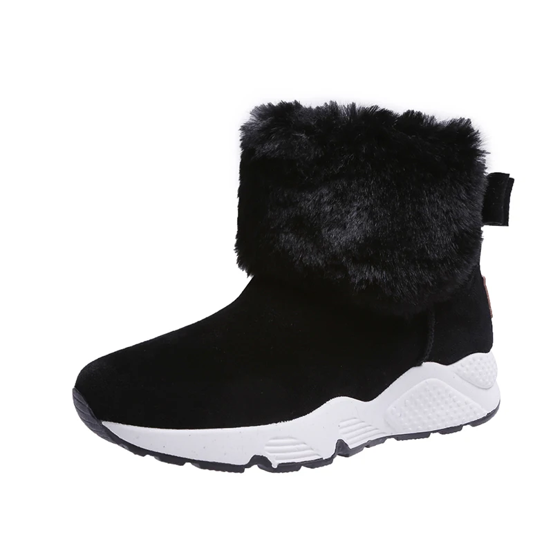 Weweya/обувь с носками женские кроссовки на платформе женские теплые зимние кроссовки с Плюшевым Мехом женская обувь из флока без застежки; размер 40 - Цвет: Black A