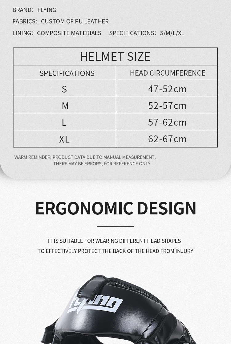 Description Picture 3 of itemGrade PU leather Boxing Helmet Head Protectors Adult Child Professional Competition Headgear MMA Muay Thai Kickboxing Head Guard