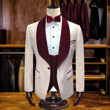 

2020 Groom Tuxedo Excellent Men's Wedding Dress High Quality Slim fit Men's Dance Party Set (Jacket+Vest+Pants)Costume Homme