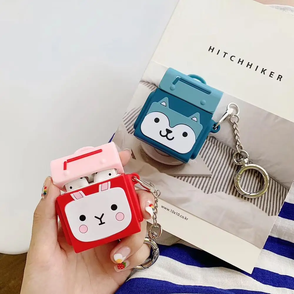 

lovely 3D cartoon Small bag funny Silicone soft case For Apple new Airpods 1/2 Cover Wireless Bluetooth Earphone headset case