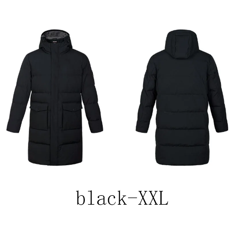 Black-XXL Xiaomi ULEEMARK Мужская Утепленная куртка средней длины пуховик 80% утиный пух пальто ветрозащитное водонепроницаемое пальто ветровка - Цвет: Black-XXL