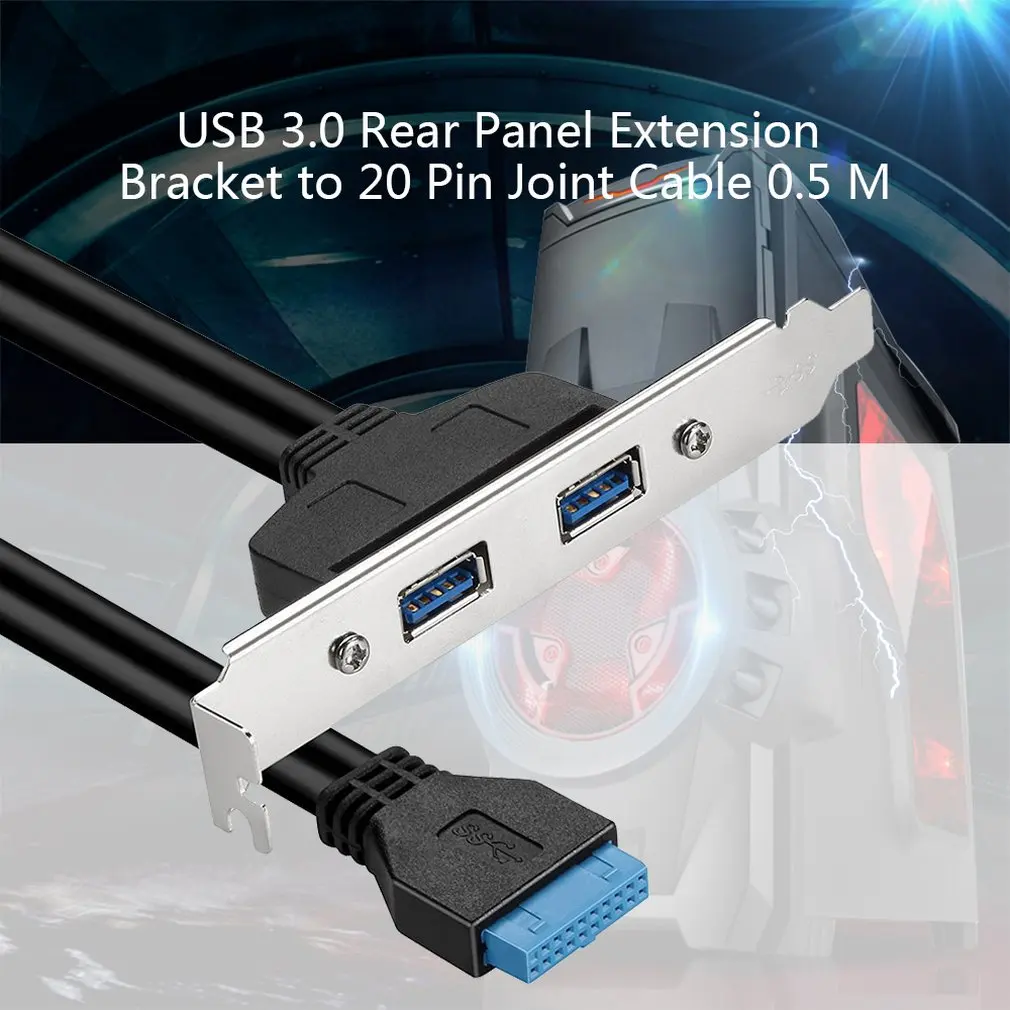 

High Speed USB 3.0 Back Panel Expansion Bracket to 20-Pin Header Cable (2-Port) Motherboard FOR PC
