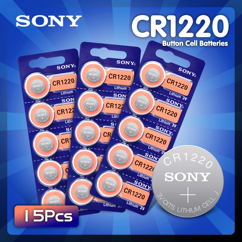 Литиевая батарейка Sony CR1220 3 в 15 шт. батарейки для часов и игрушек BR1220 LM1220 DL1220 CR 1220 L04