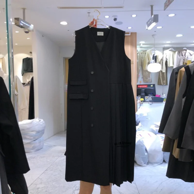 warmest winter coats for women [EWQ] 2021 Autumn New Korea Loose Large Waistcoat Women's Fashion Medium Long Wrinkled Vest Jacket Coat Female Fashion 16E4940 black puffer