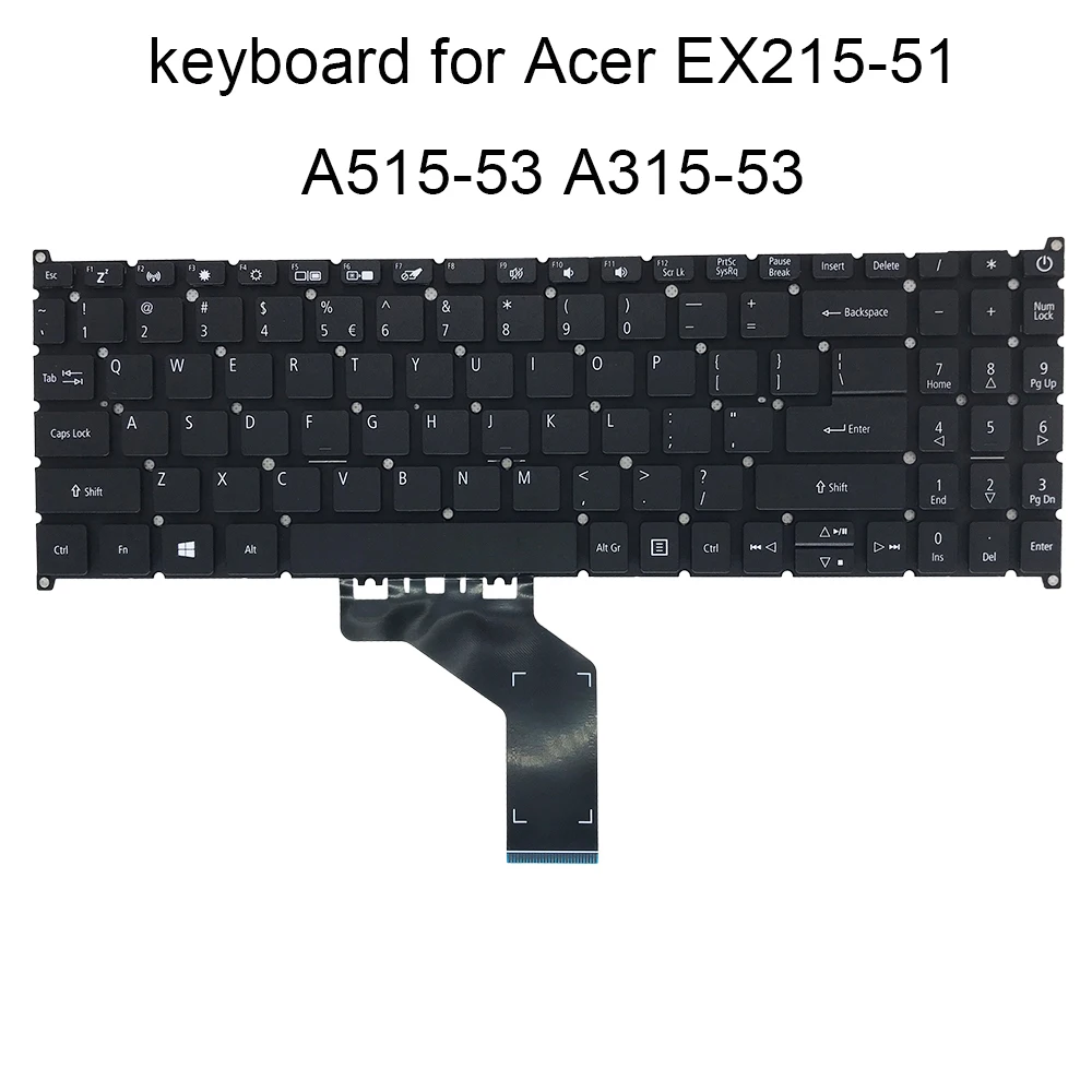 Английская запасная клавиатура для Acer Extensa 15 EX215-51 A515-53 qwerty ноутбука черные детали