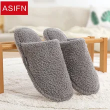 ASIFN/зимние мужские домашние тапочки; сезон осень; замшевые теплые домашние женские тапочки на мягкой подошве; пара тапочек на толстой подошве; Chinelo Masculino