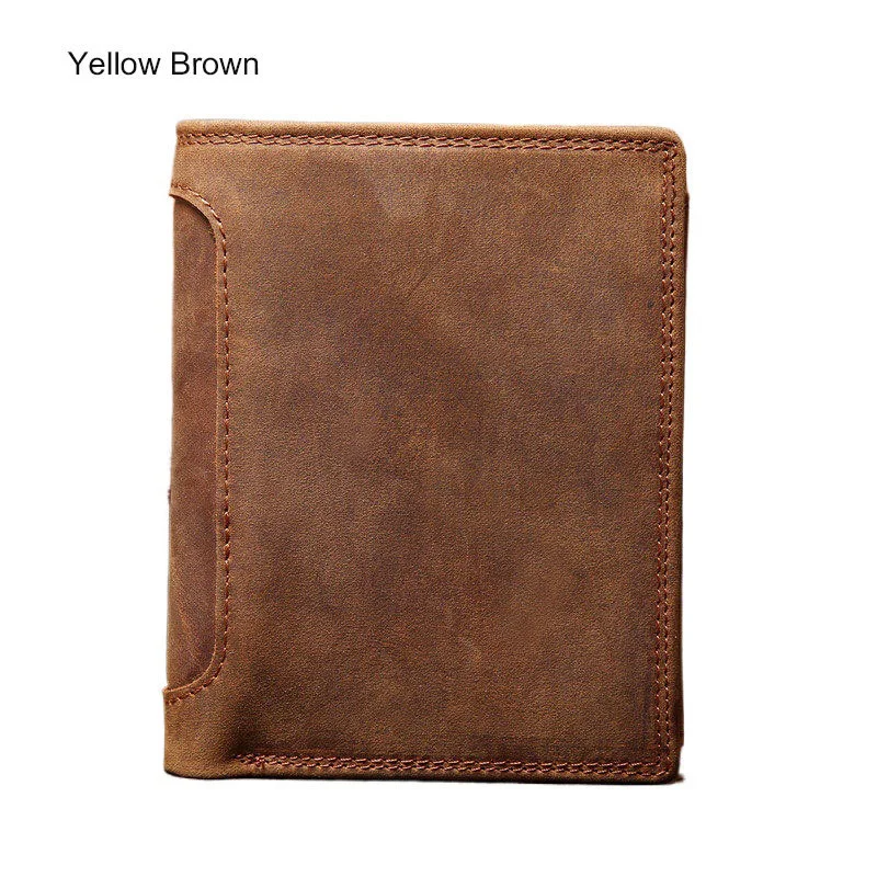 GROJITOO Crazy Horse Wallet Cowhide Leather Men Wallet Multi-card Holder Genuine Leather Wallet Large Capacity Vintage Purse Men
