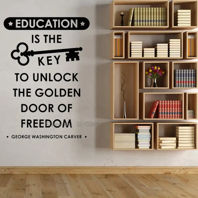 Education Is The Key George Washington Carver Inspirational Quote Wall Decal Bookstore Vinyl Art School Classroom Decor Y317 Wall Stickers Aliexpress