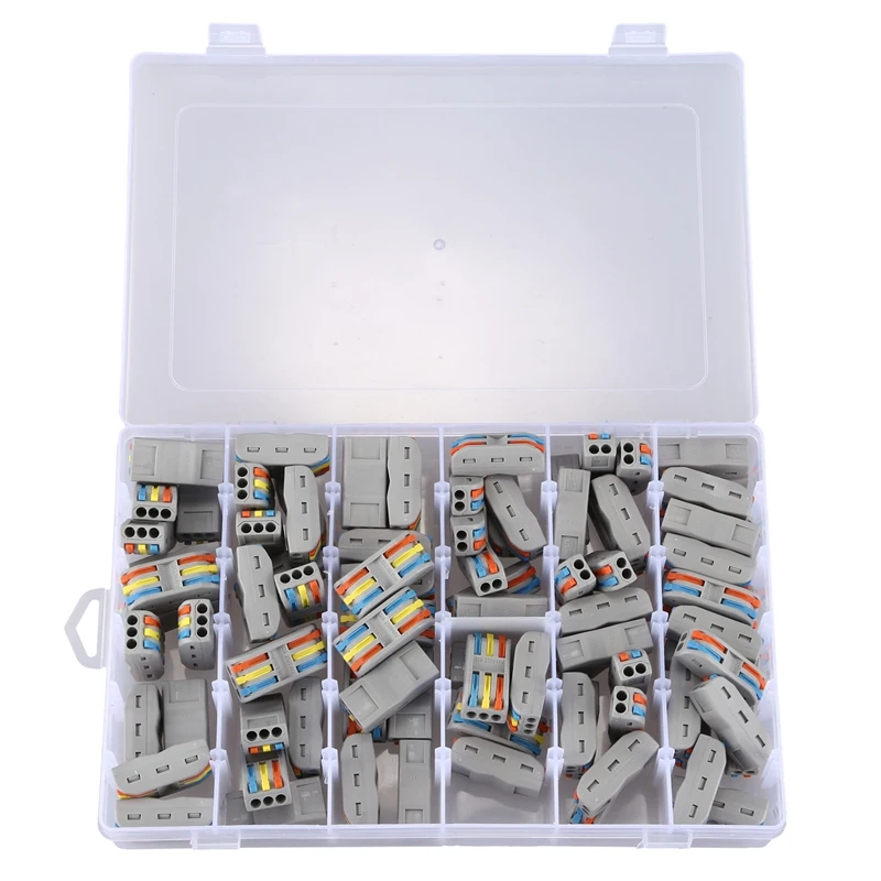 

90Pcs/Set Lever Nuts Conductor Compact Connectors Terminal Block Wire Push Cable Connector