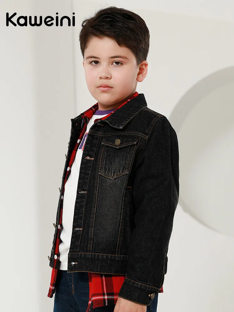 

Fat Child Jeans Coat BOY'S 2019 Spring And Autumn Big Boy Plus-sized Loose-Fit Pure Cotton Fat Boy Coat Fashion
