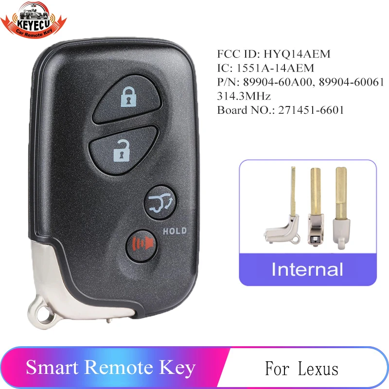 HYQ14AAB E-Board with Keytag Return QualityKeylessPlus Aftermarket Replacement Toyota Prox Smart Key Remote for 2008-2015 Toyota Land Cruiser Keyless Entry FCC ID 