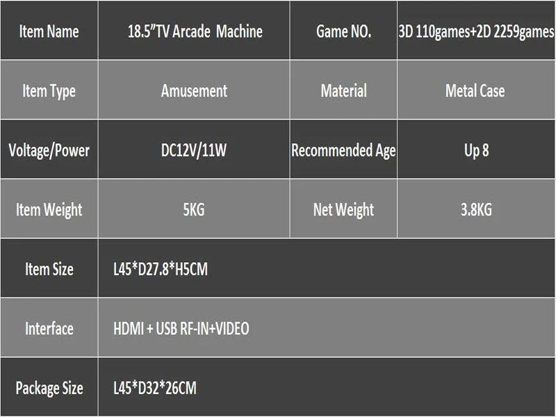 18," lcd tv аркадная машина с 2369 играми Поддержка воспроизведения видео многоцелевой
