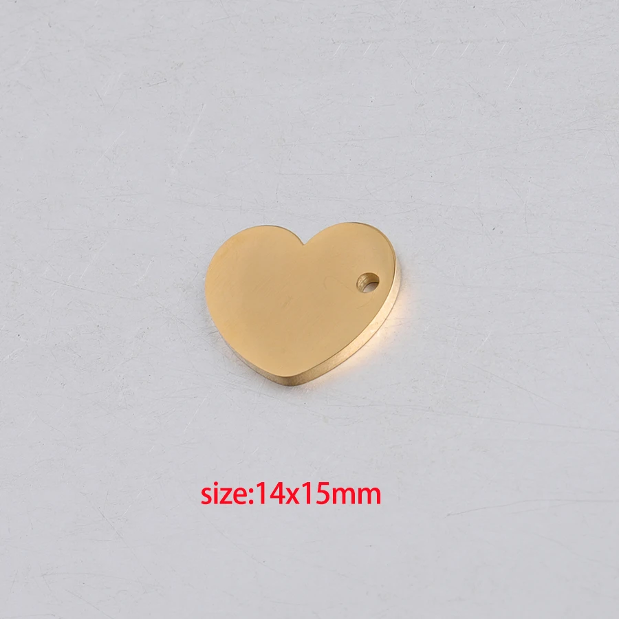 14x15mmgold Fnixtar несколько размеров Любовь Сердце штамповки Заготовки зеркальные бирки Polishe нержавеющая сталь DIY гравировка настроить ювелирные изделия 20 шт./лот - Окраска металла: 14x15mmgold