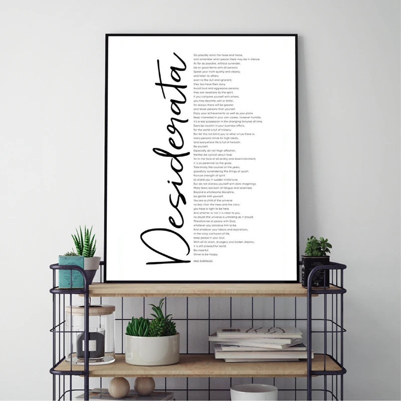 

Desiderata Prints Max Ehrmann Poem Large Poster Decor Home Wall Art Decor Inspirational Quote Literature Art Canvas Painting