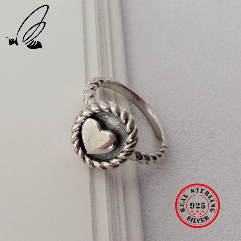 

925 Sterling Silver Heart Rings For Women Punk Vintage Handmade Ring Bague Femme Argent 925 Accesorios Mujer Party Fine Jewelry