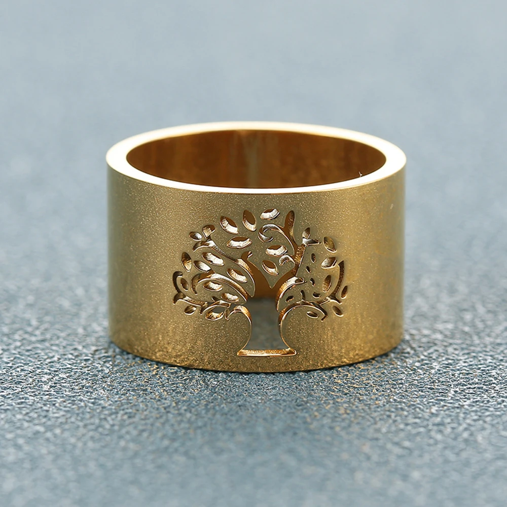 Кольца «Древо жизни», нержавеющая сталь, для женщин и мужчин, полые кольца на палец, Серебряное золото, вечерние, свадебные, роскошные кольца, женские подарки, ювелирные изделия