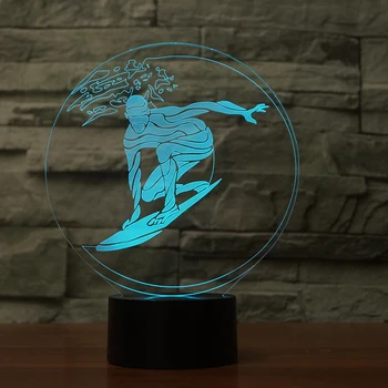 

[Seven Neon]Surf Surfing Acrylic 7Colors Desk Lamp Spot Child Gift 3D Lamp Novelty Gift Led Night Light Millennium Falcon Light