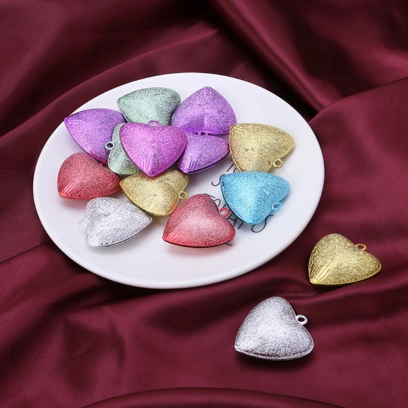 

Mixed Color Christmas Heart Jingle Bells Pendant Charm Decor Ornament Craft X4YD