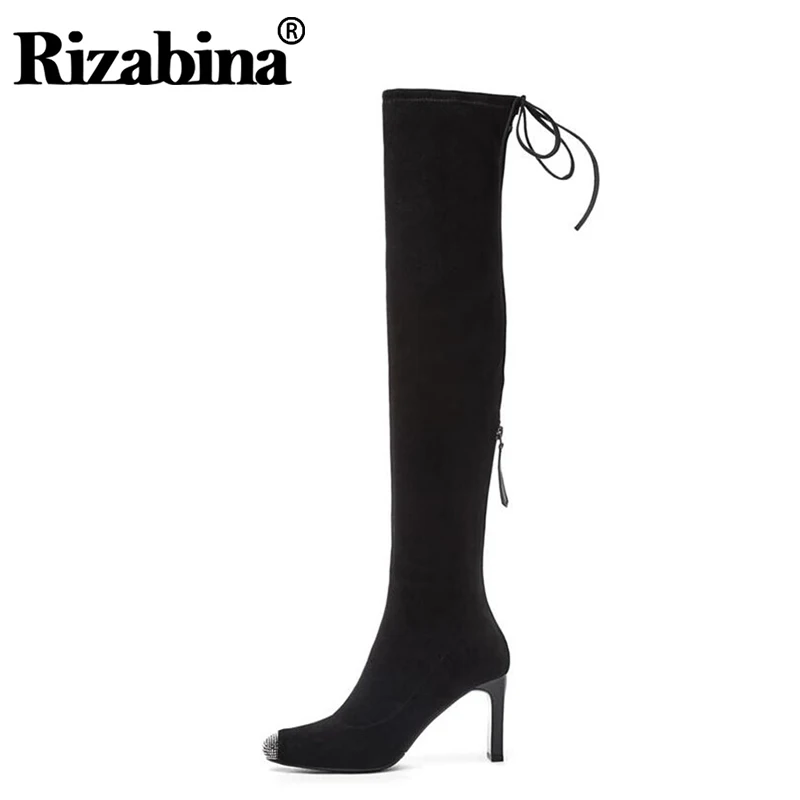 RizaBina Women High Quality Real Leather Crystal Over Knee Boots
Comfortable New Shoes Woman Winter Warm Long Boots Size 34-40