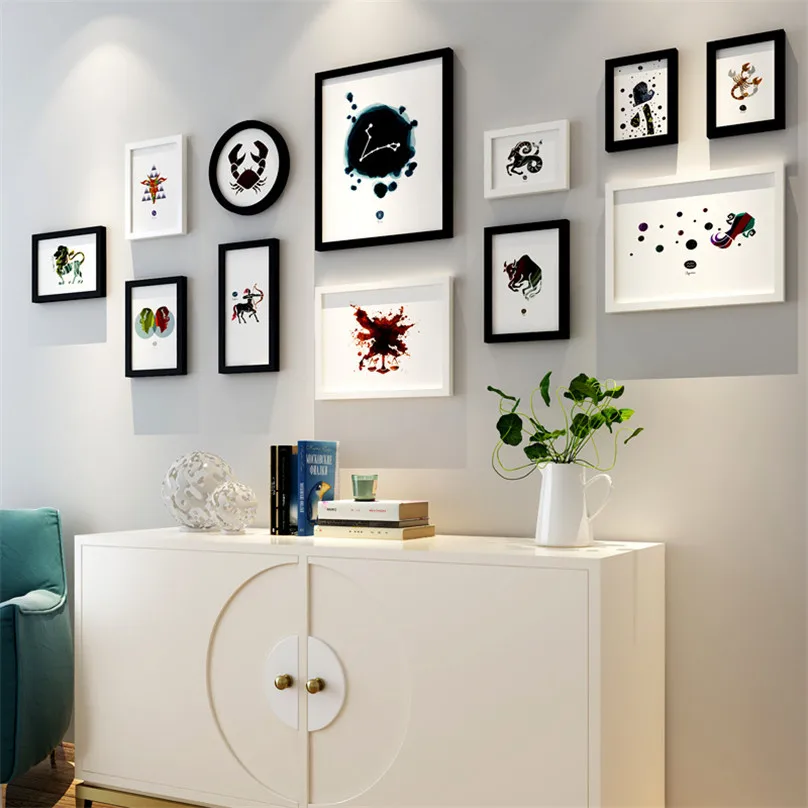 

Wood Picture Frame Vintage Frames for Photos Combination Photo Frames Set Wall Decor 12 Constellations Picture Frames