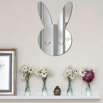 

Cute Acrylic Mirror Rabbit Cloud Shape Bathroom Nordic Acrylic Mirror Cartoon Wall Camera Props Kids Room Wall Decoration