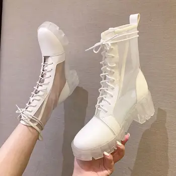 

Martin boots star with mesh breathable cool boots female waterproof anti-slip transparent bottom thickness increased by 2020 new