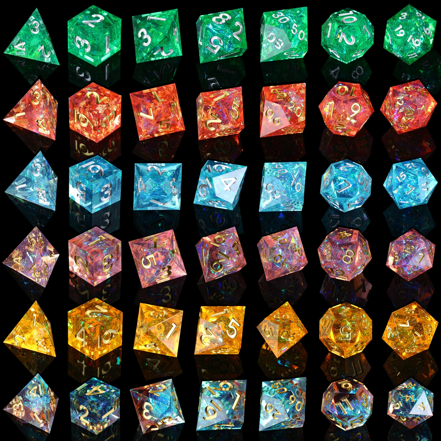 Набор костей для ролевых игр DND 7PCS зеркало ручной работы Polyhedral набор D & Подземелья