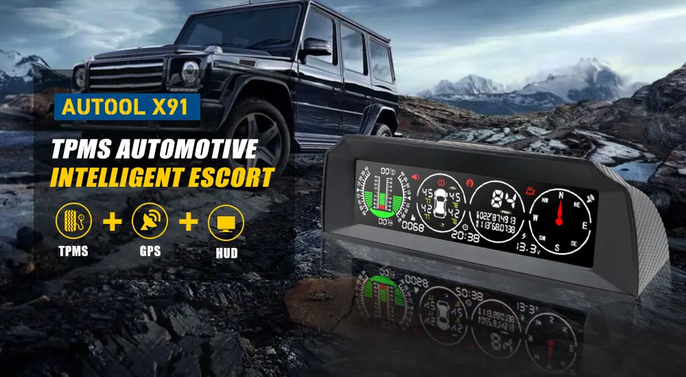 AUTOOL X91 3in1 HUD GPS Speedometer Slope Meter TPMS for All Vehicle Speed  Inclinometer Car Compass Pitch Tilt Angle Protractor