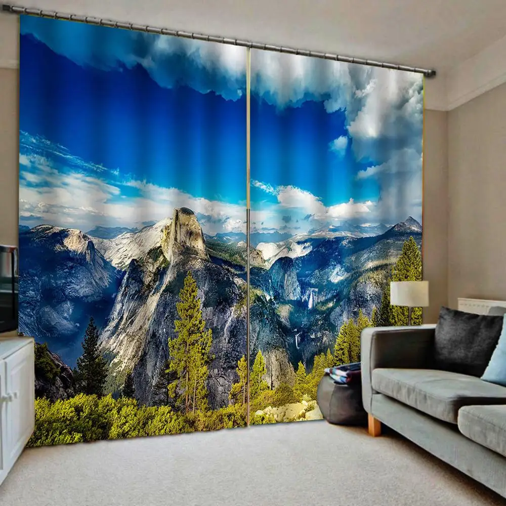 Snow Mountain landscape Curtain For 3D Window Curtain photo Custom size the Living room blackout