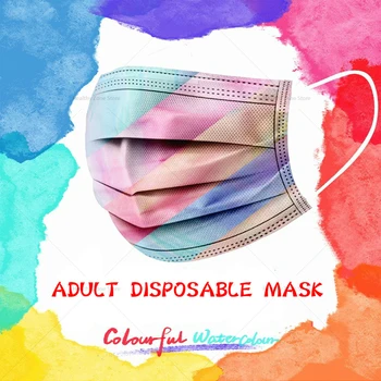 

10-200pcs Mixed Color Disposable Face Mask for Adult 3-layer Face Mouth Masks Breathable Anti-dust Fashion Colorful Mood Mask