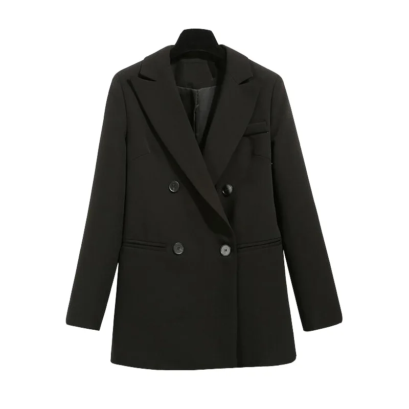 

Fashion Women's Long Sleeve Double Breasted Student Blazer Loose Casual Black Women Blazer 2020 Women