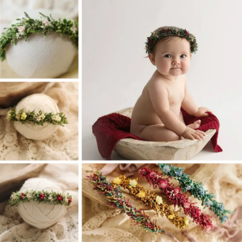 Baby Headband Newborn Photography Props full-moon baby headwear Infantil Photo Shoot Accessories Handmade Baby Headdress baby headband dried flower baby hairband newborn photography props infant shoot accessories floral baby headwear sweet headdress