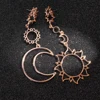 Boucles d'oreilles longues et pendantes pour femmes, forme d'étoile, lune, soleil, asymétrie géométrique, goutte, breloques, bijoux pour filles, cadeaux ► Photo 2/6