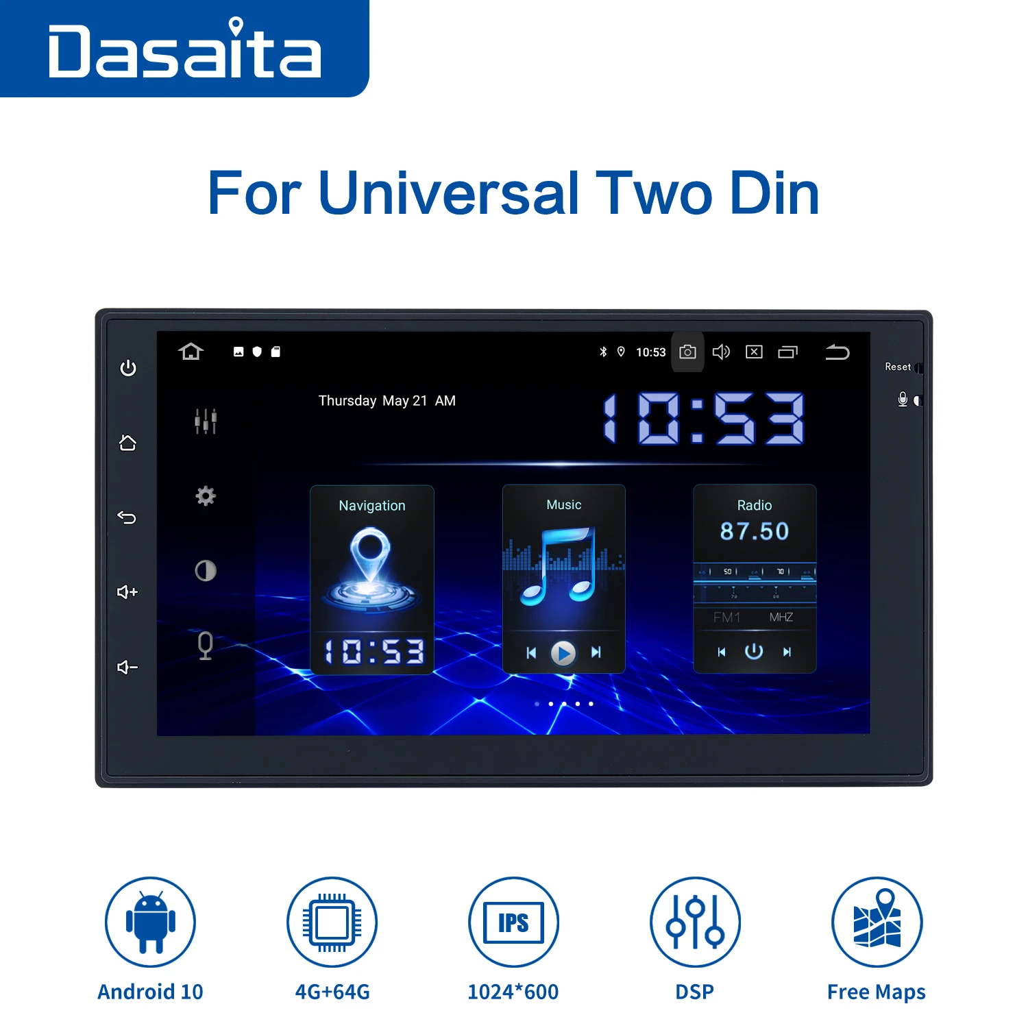Автомобильный радиоплеер Dasaita 7 дюймов IPS Android 10 0 универсальный сенсорный экран 2