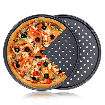 

Carbon Steel Non-stick Pizza Baking Pan Tray 32cm Pizza Plate Dishes Holder Bakeware Home Kitchen Baking Tools Accessories