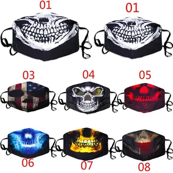 

Halloween Breathable Face Mask Mascarilla Masker Dustproof Unisex Cover Skull Mouth Print Face Shields Masque Mondkapjes
