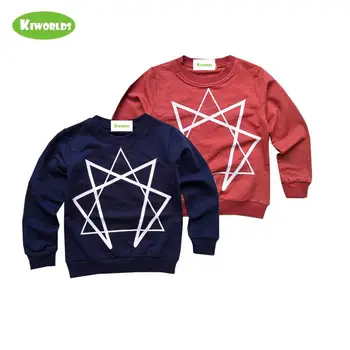 

Spring Autumn Hot Sale Cotton Long Sleeve Boys and Girls T-Shirt ,with Split joint White squareness and Letter ,Warm CLothes