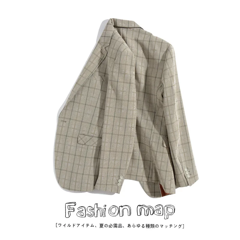 Zogaa 2019 New Fashion Summer Autumn Men's Business Suits Slim Light Plaid Suits British Style Thin Section Tide Youth Suits