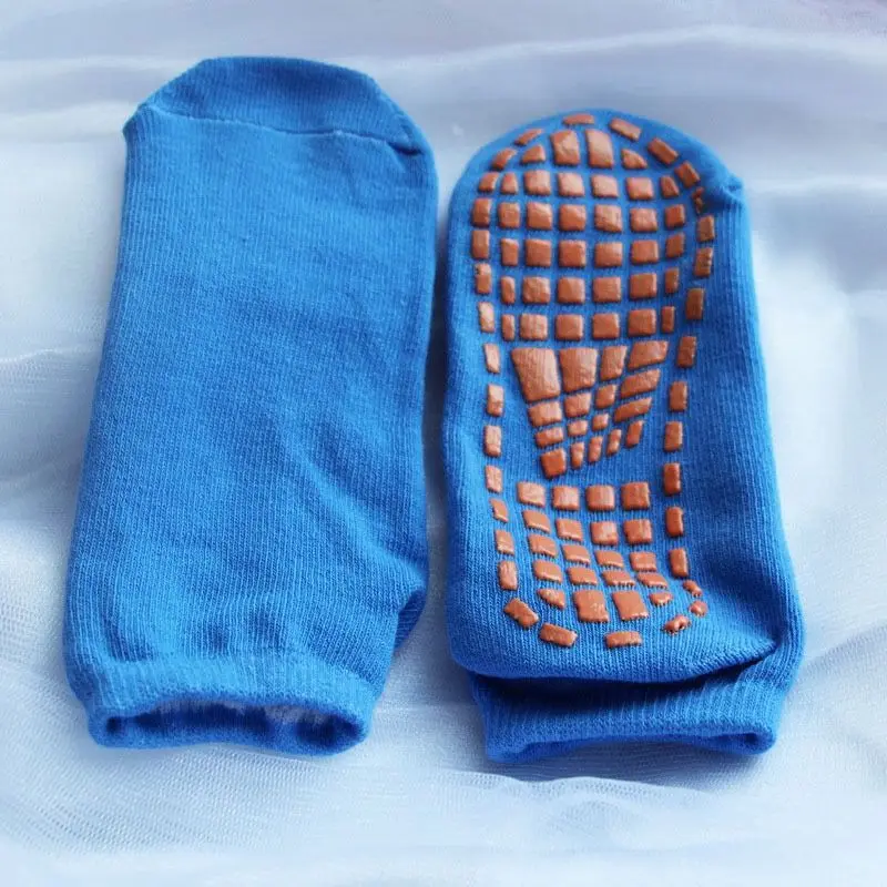 blue non-slip Теплые нескользящие носки-тапочки на осень-зиму носки для девочки и мальчика полотенце для девочки Домашняя одежда хлопковые толстые носки ярких цветов - Цвет: blue non-slip