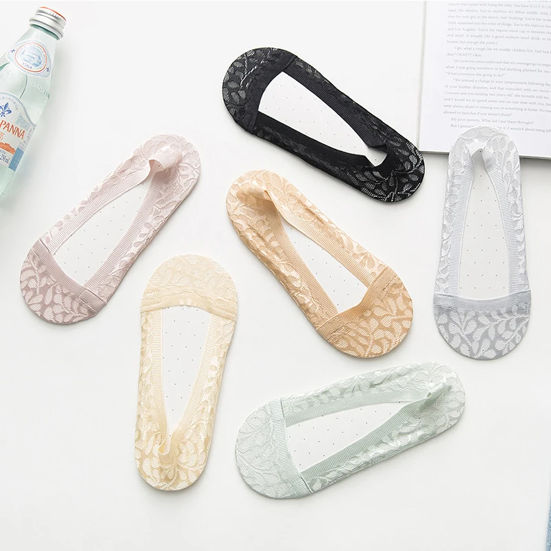 3Pair/lot=6pieces Summer Stereo Lace Invisible Female Boat Socks Fashion Non-Slip Woman Invisible Socks