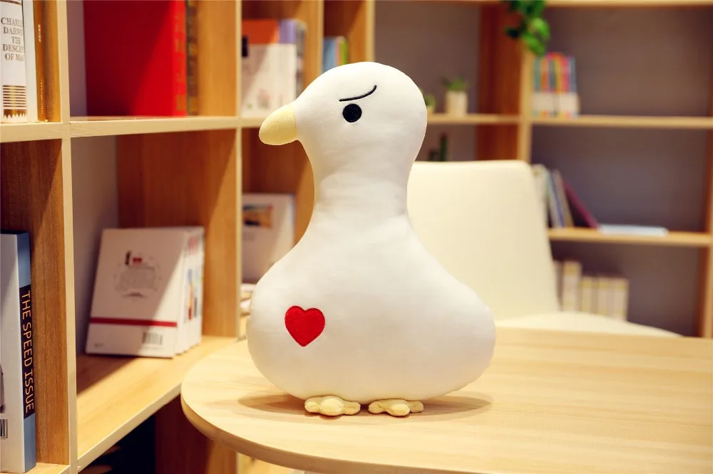 1pc 45/55cm Cute Red Heart Duck Plush Toy Stuffed Animal Soft Duck Plush Doll Nap Pillow Back Cushion Sofa Decoration