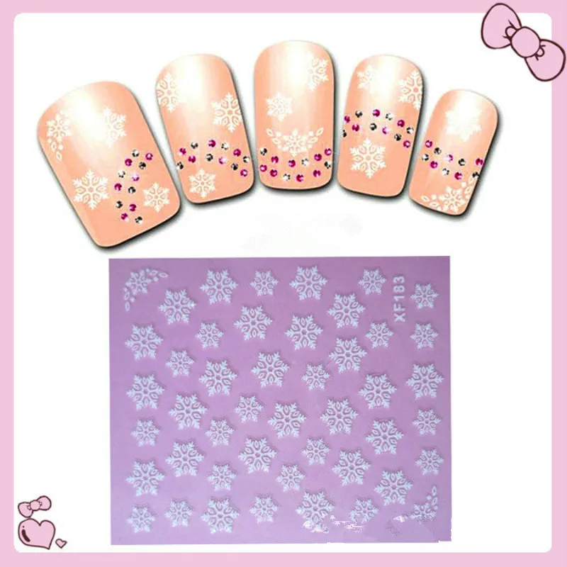 

1Sheet Waterproof Water Transfer Christmas Snowflake Nails Art Sticker Fashion 3D Flower Design Nail Wraps Decals