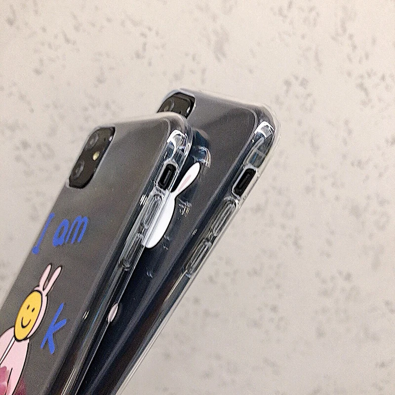 Чехлы для телефонов с милым мультяшным кроликом для iPhone 11Pro Max 6 6s 7 8 Plus 11 X Xs Max Xr высококачественный прозрачный мягкий чехол Fundas Capa