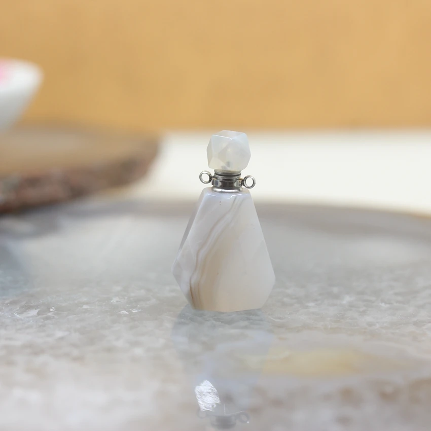 Agate Драгоценные камни камень эфирное масло диффузор флакон подвески, Агаты Jaspers Лапис флюорит флакон духов ожерелье талисманы женские ювелирные изделия - Окраска металла: Agate