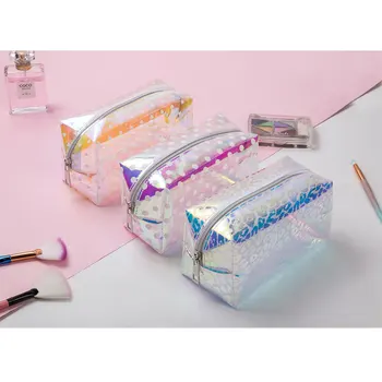 

Storage Dropshipping Cheap Travel Women Cosmetic Bag Transparent Dots Organizer Lovely Fashion Make Up Bag Mini Cute Jelly bag