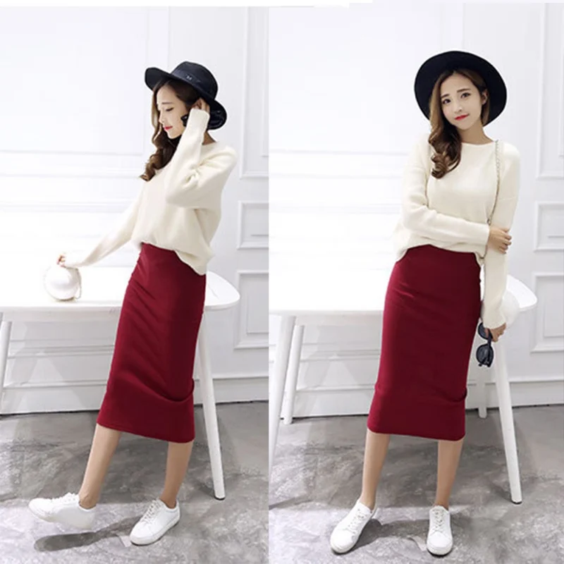 spring Autumn And Winter package hip skirt slit skirts women step skirt stretch Slim thin female waist skirts Long skirts