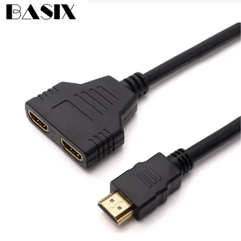 

Basix HDMI Splitter Cable 1 Male To Dual HDMI 2 Female Y Splitter Adapter In HD LED LCD TV 1 In 2 Hdmi Splitter Adapter