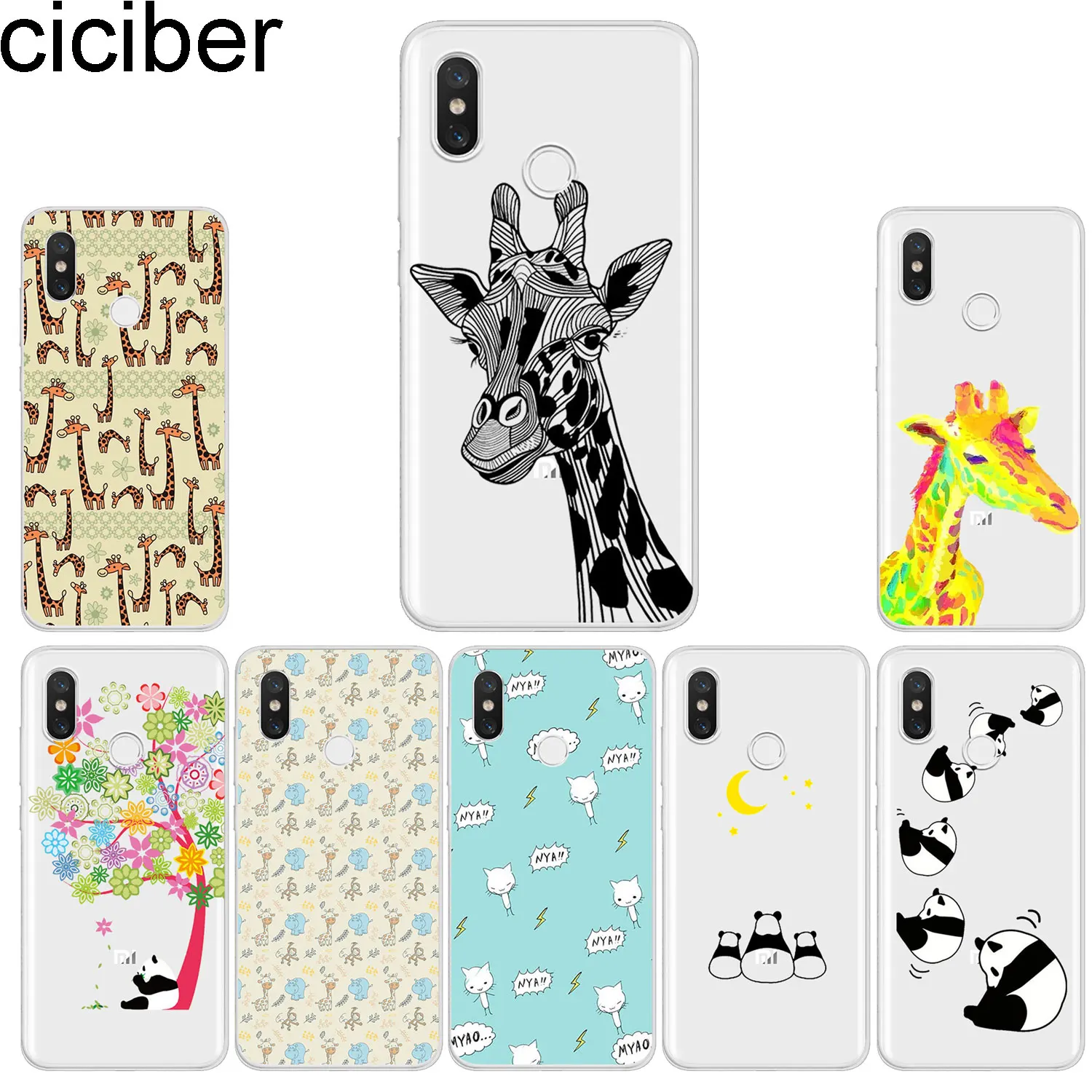 ciciber Phone Case for Xiaomi Mix Max 3 2 2s TPU Cover Mi A2 9 8 6 5 F1 A1 5X 6X 5c 5s Lite Plus Pro SE Giraffe Panda |
