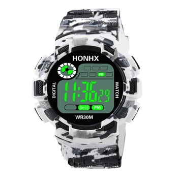 

Mens Watches HONHX LED Display Digital Watch Mens Waterproof Outdoor Sports Fitness Watch Week Display Alarm Relogio Masculino