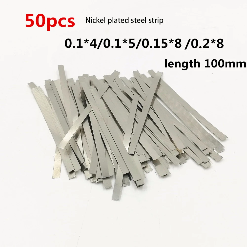 Pure Nickel Strip Nickel Soldering Tabs 18650 Lithium Battery Nickel Sheet 50pcs Pure Nickel Nickel-plated Steel Strip